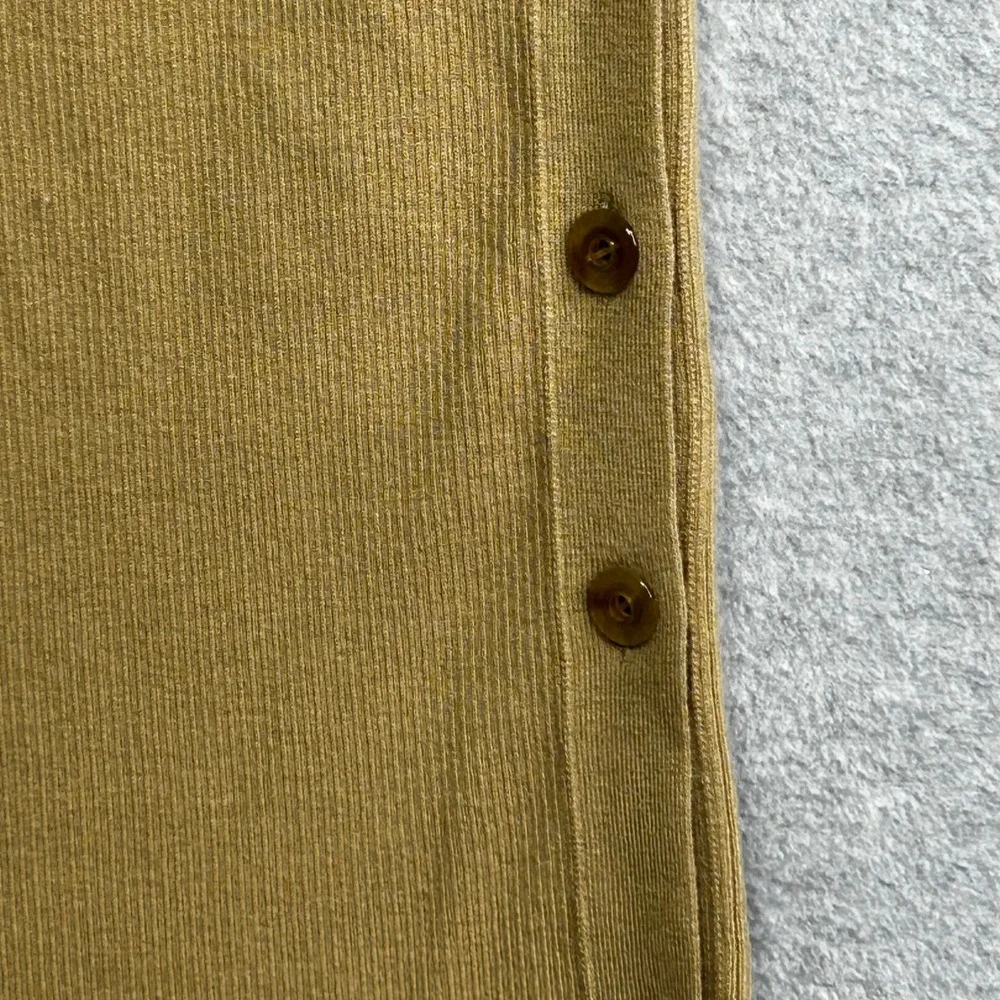 WORTH NEW YORK Knit Ribbed Pencil Skirt Side Buttons Camel S neutral Classic‎